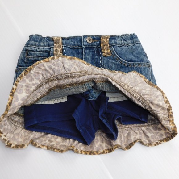The Children's Place Girls 3T Denim Leopard Print Trim Skirt - Picture 8 of 10